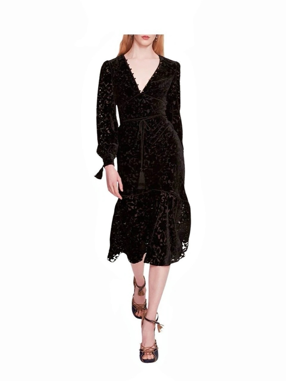 Marchesa Velvet Burnout Midi Dress NWT. Brand new. Never used. Size 2